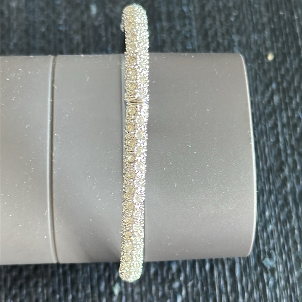 CZ encrusted oval bangle bracelet